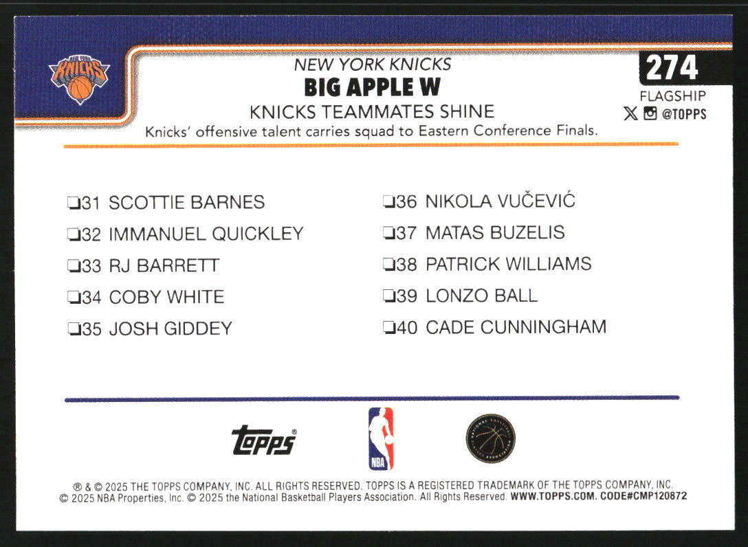 2025-26 Topps #274 Jalen Brunson