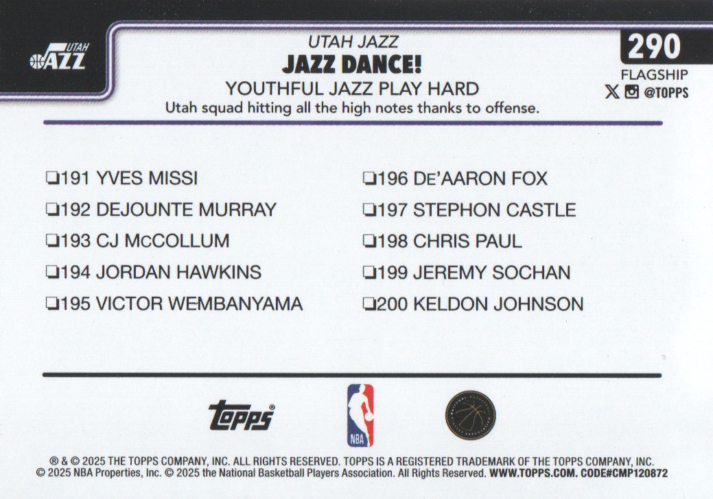 2025-26 Topps Basketball Trading Cards BASE (#251-300): Pick From List - Bild 81 von 101