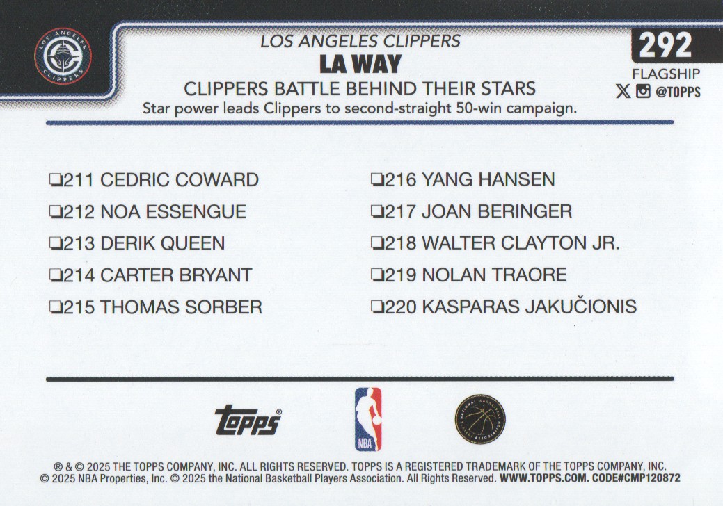 2025-26 Topps Basketball Trading Cards BASE (#251-300): Pick From List - Bild 85 von 101