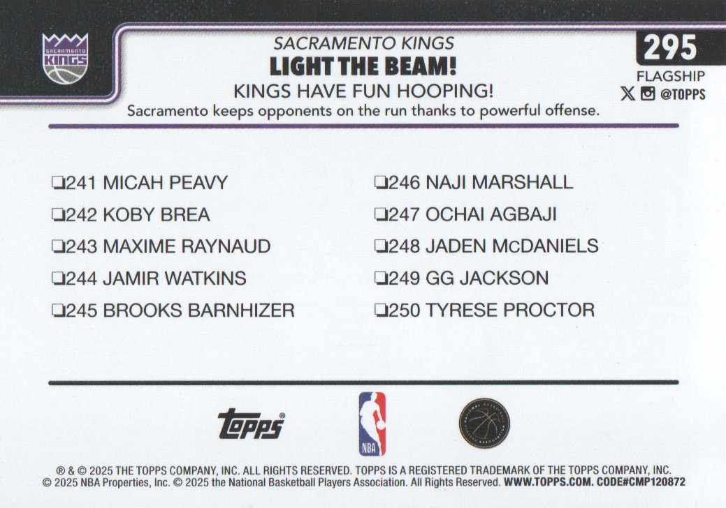 2025-26 Topps Basketball Trading Cards BASE (#251-300): Pick From List - Bild 91 von 101