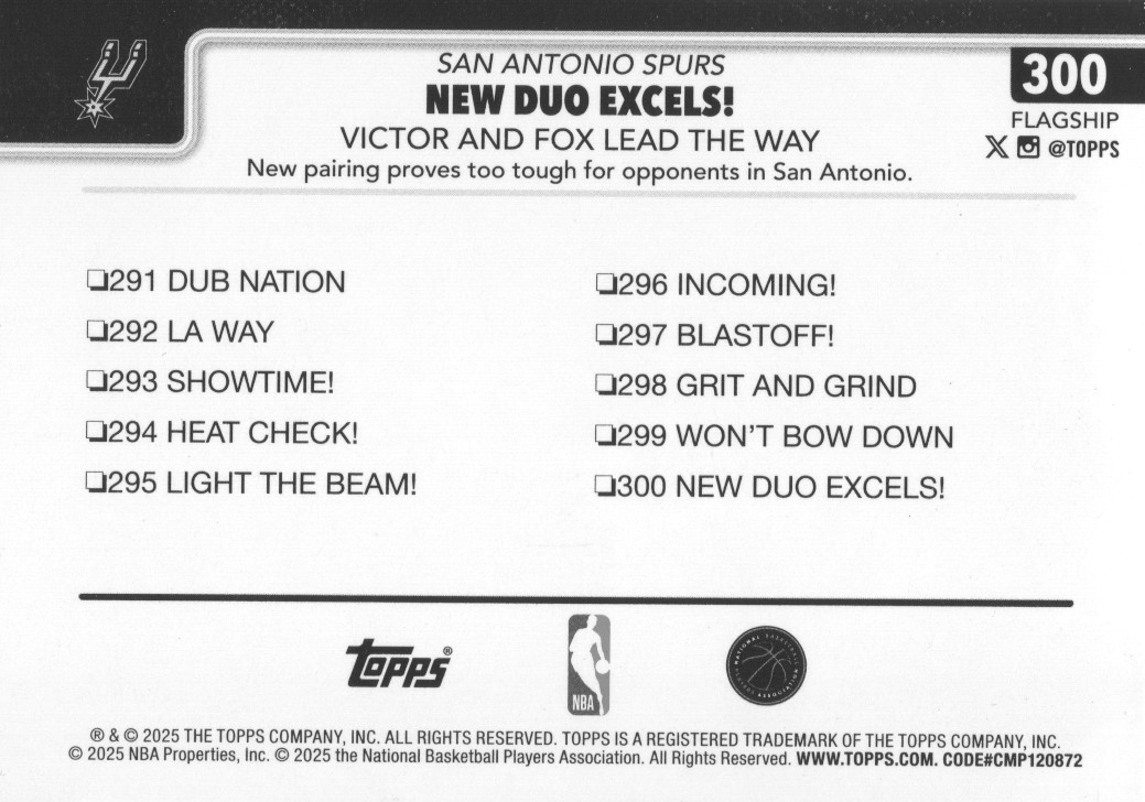 2025-26 Topps Basketball Trading Cards BASE (#251-300): Pick From List - Bild 101 von 101