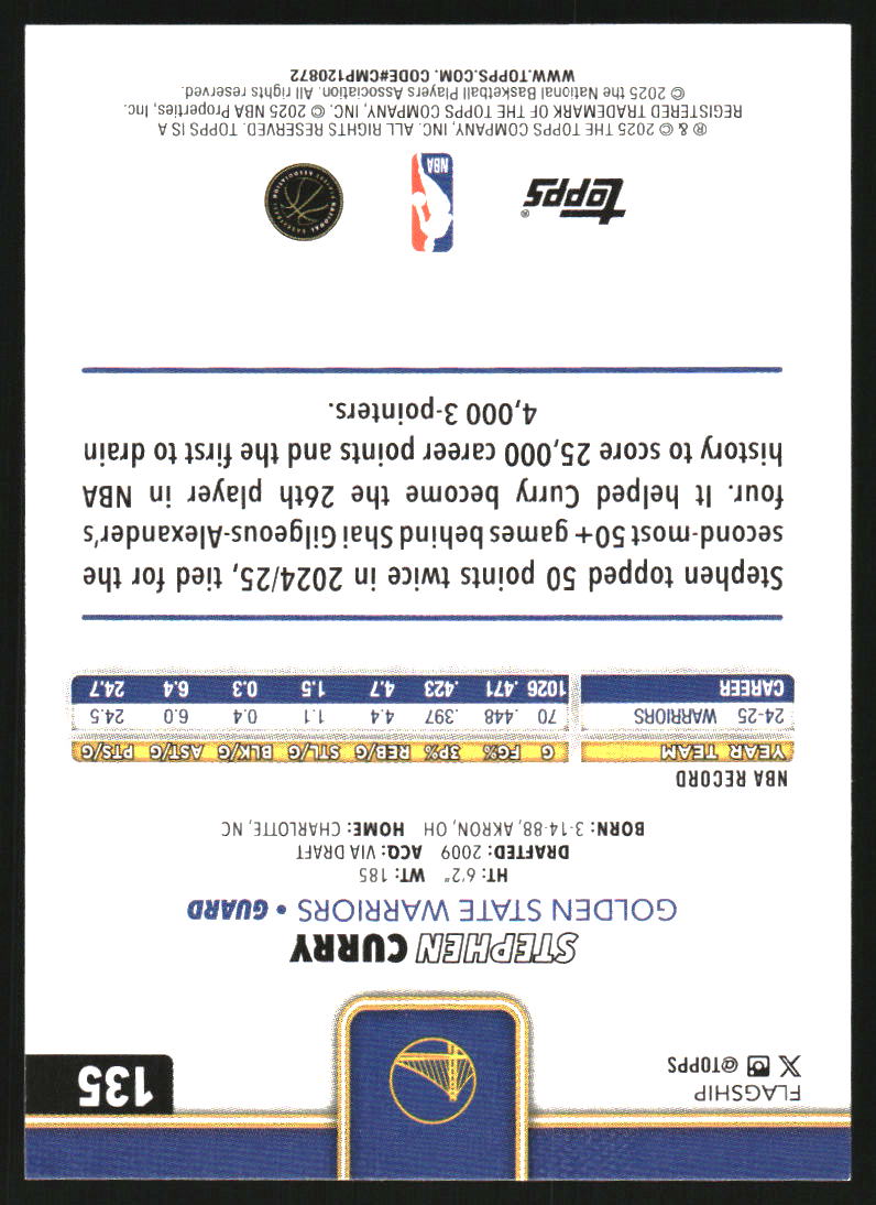 2025-26 Topps Sandglitter #135 Stephen Curry