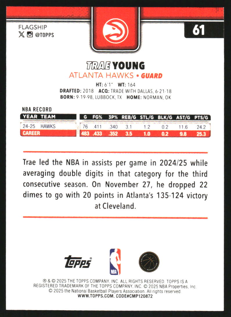 2025-26 Topps Sandglitter Blue #61 Trae Young