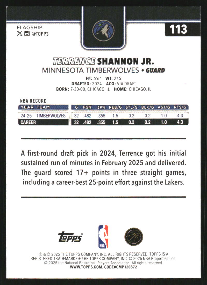 2025-26 Topps Victory #113 Terrence Shannon Jr.