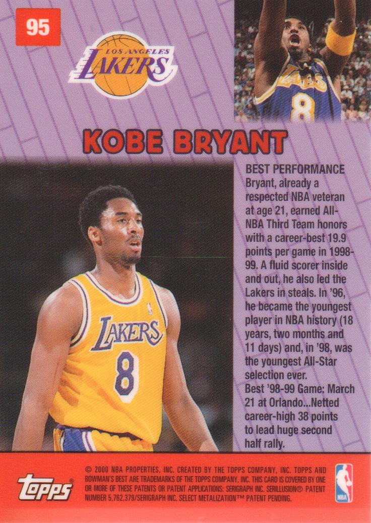 1999-00 Bowman's Best #95 Kobe Bryant BP back image