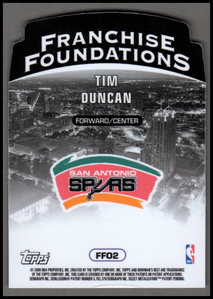 1999-00 Bowman's Best Franchise Foundations #FF2 Tim Duncan back image