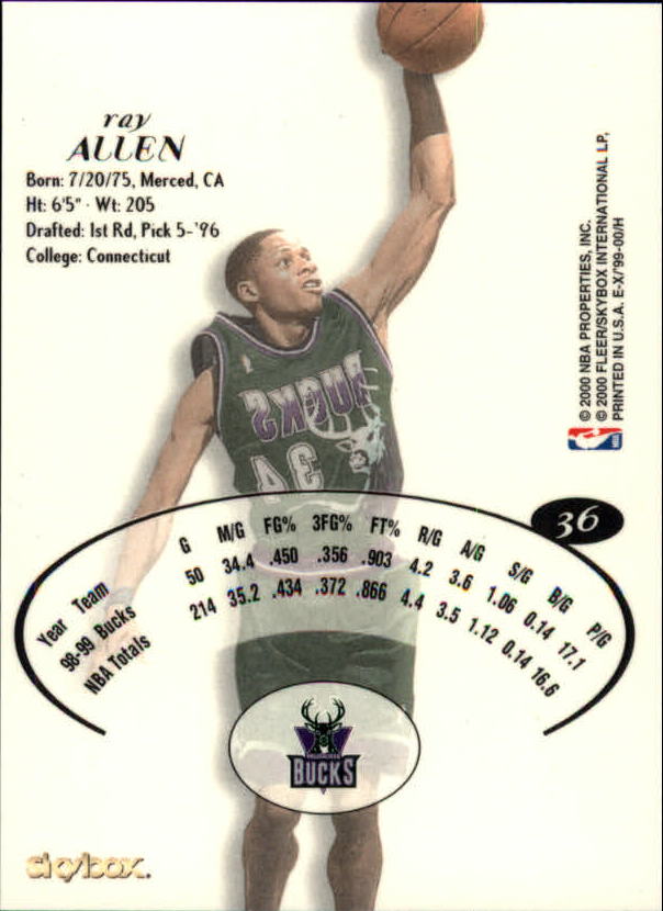 1999-00 E-X #36 Ray Allen back image