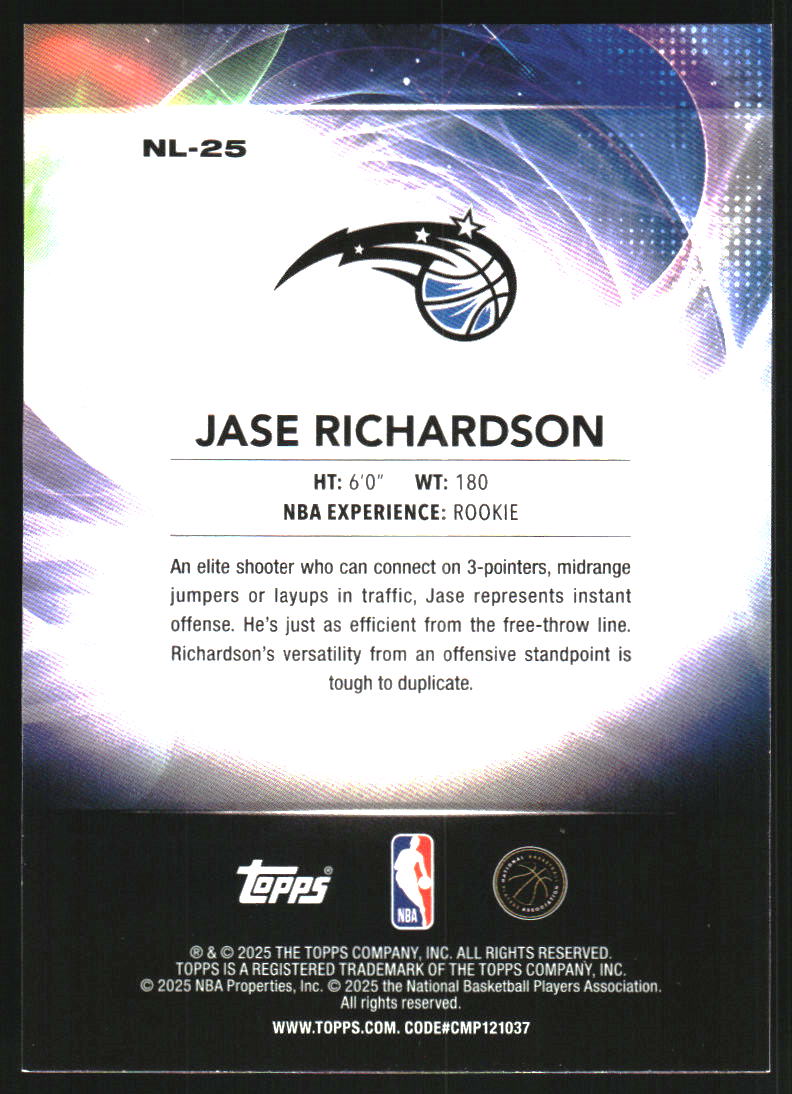 2025-26 Topps No Limit Rainbow Foilboard #NL25 Jase Richardson