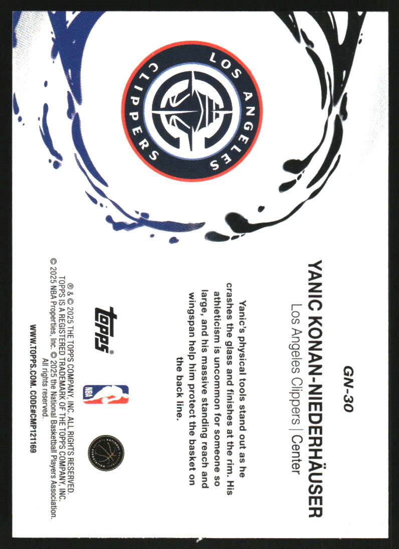 確認用(generation now) 2025-26 Topps Generation Now Holo Foil #GN30 Yanic Konan