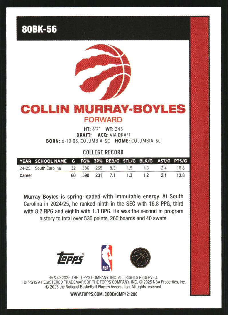 2025-26 Topps '80-81 Topps #80BK56 Collin Murray-Boyles