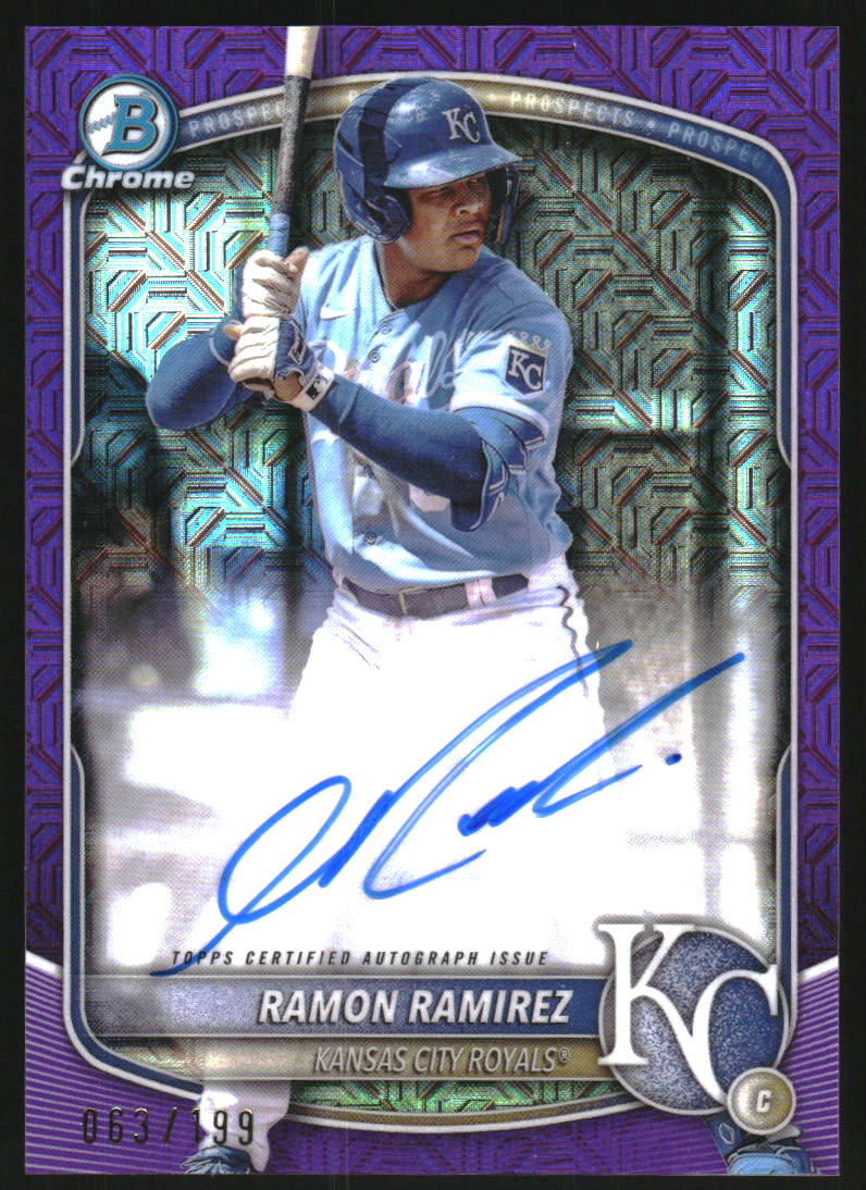 2025 Bowman Chrome Mega Box Prospect Autographs Purple Refractors #BMARR Ramon Ramirez Auto /199