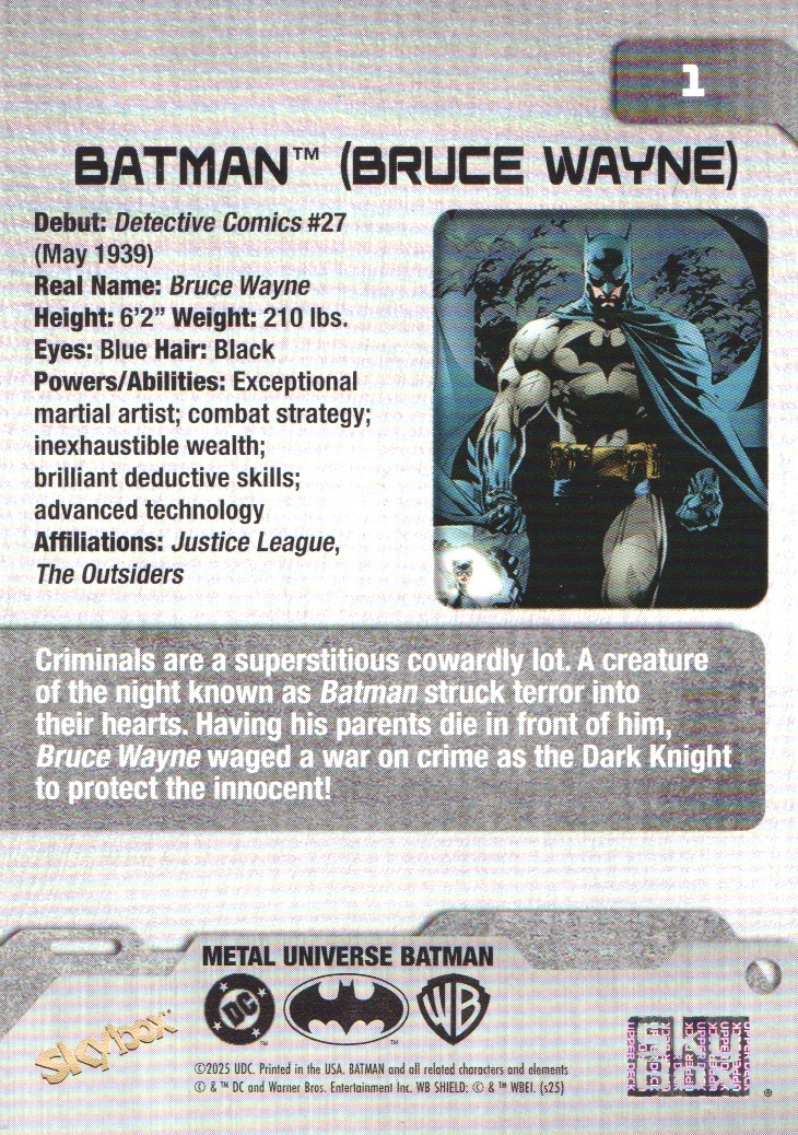 2025 SkyBox Metal Universe Batman Trading Cards BASE: Pick From List