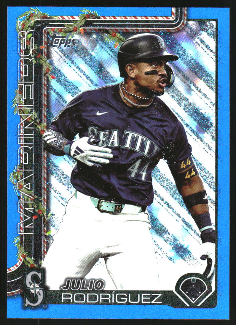 2025 Topps Holiday Metallic Blue Glitter #H186 Julio Rodriguez