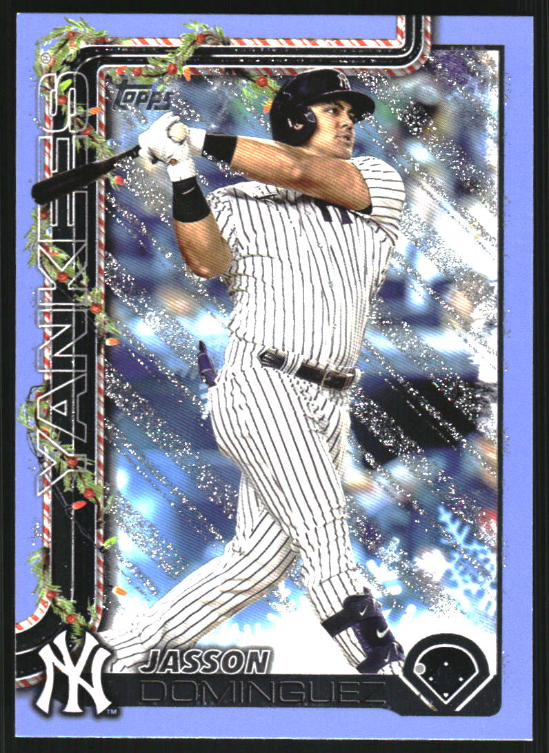 2025 Topps Holiday Light Blue and White Glitter #H10 Jasson Dominguez