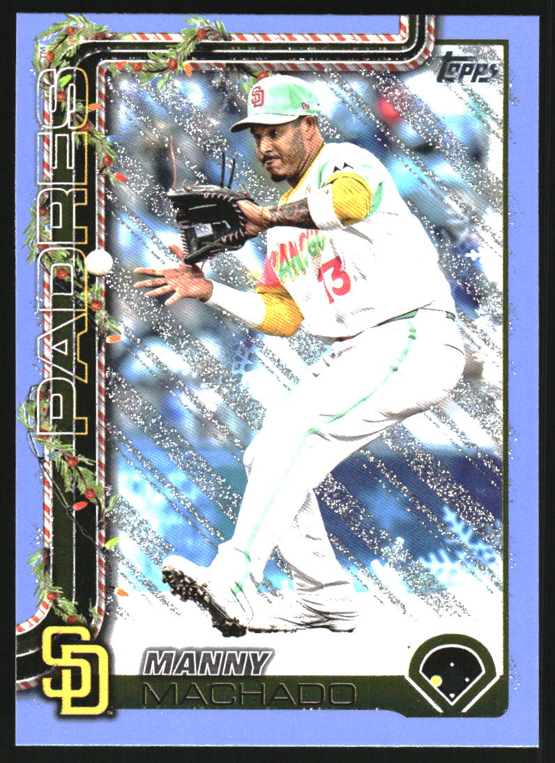 2025 Topps Holiday Light Blue and White Glitter #H91 Manny Machado