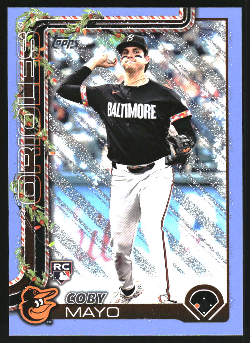 2025 Topps Holiday Light Blue and White Glitter #H118 Coby Mayo