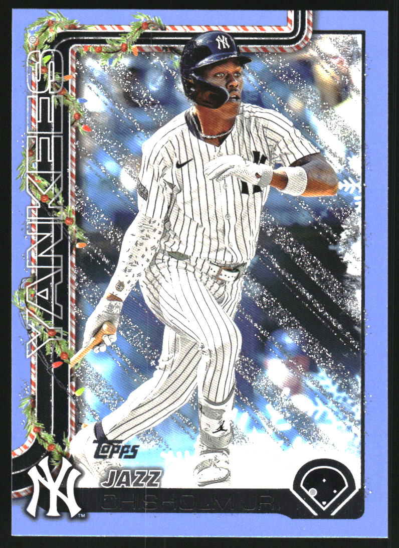 2025 Topps Holiday Light Blue and White Glitter #H176 Jazz Chisholm Jr.
