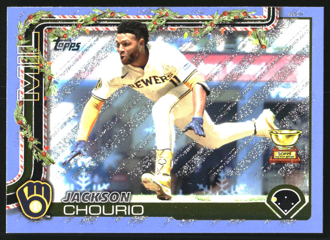 2025 Topps Holiday Light Blue and White Glitter #H182 Jackson Chourio