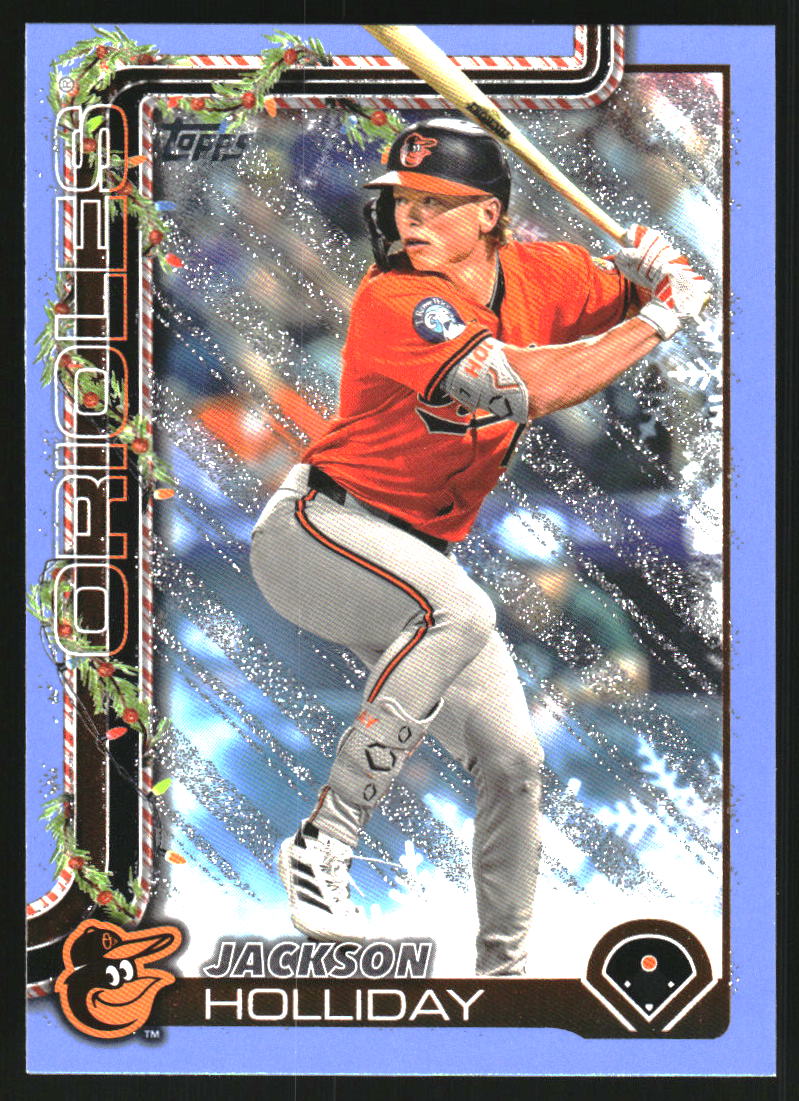2025 Topps Holiday Light Blue and White Glitter #H188 Jackson Holliday