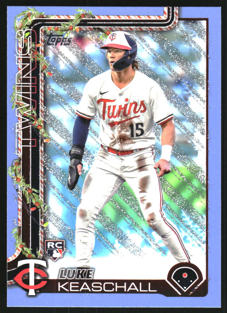 2025 Topps Holiday Light Blue and White Glitter #H189 Luke Keaschall