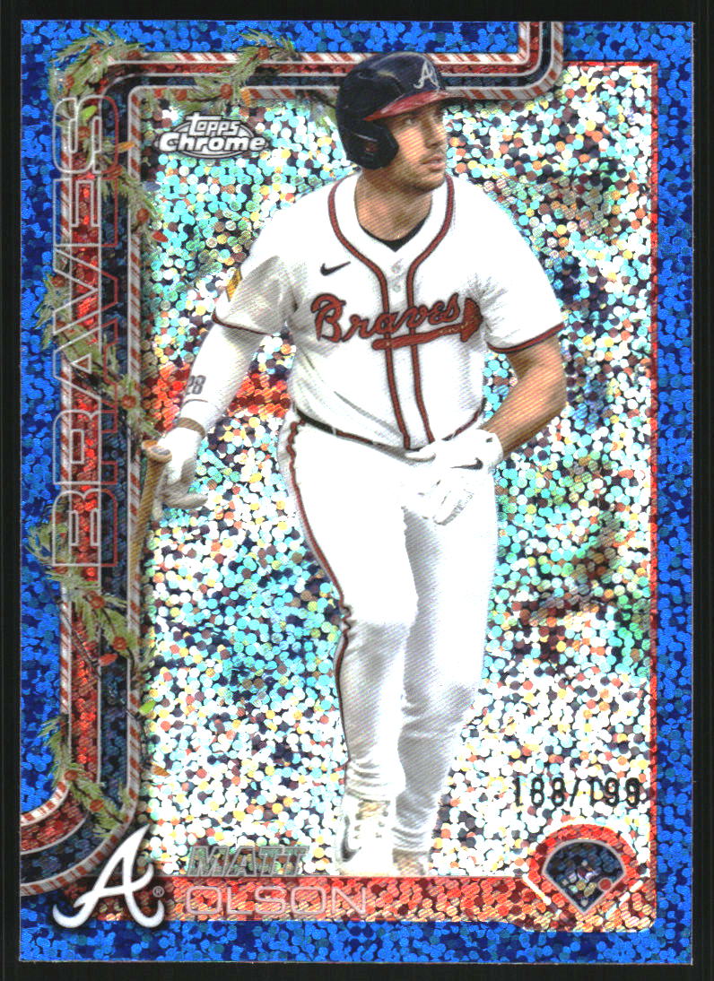 2025 Topps Holiday Chrome Blue Sparkle Refractors #HC15 Matt Olson /199