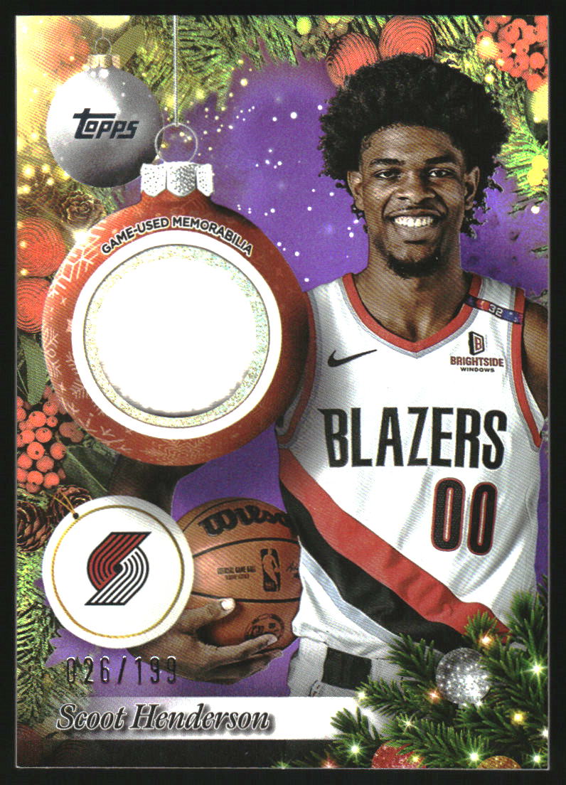 2025-26 Topps Holiday Relics Purple Metallic Glitter #PRSH Scoot Henderson