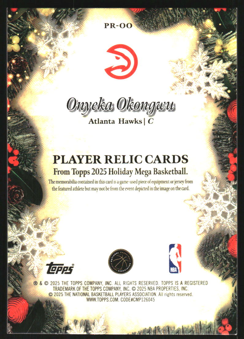 2025-26 Topps Holiday Relics Glitter #PROO Onyeka Okongwu
