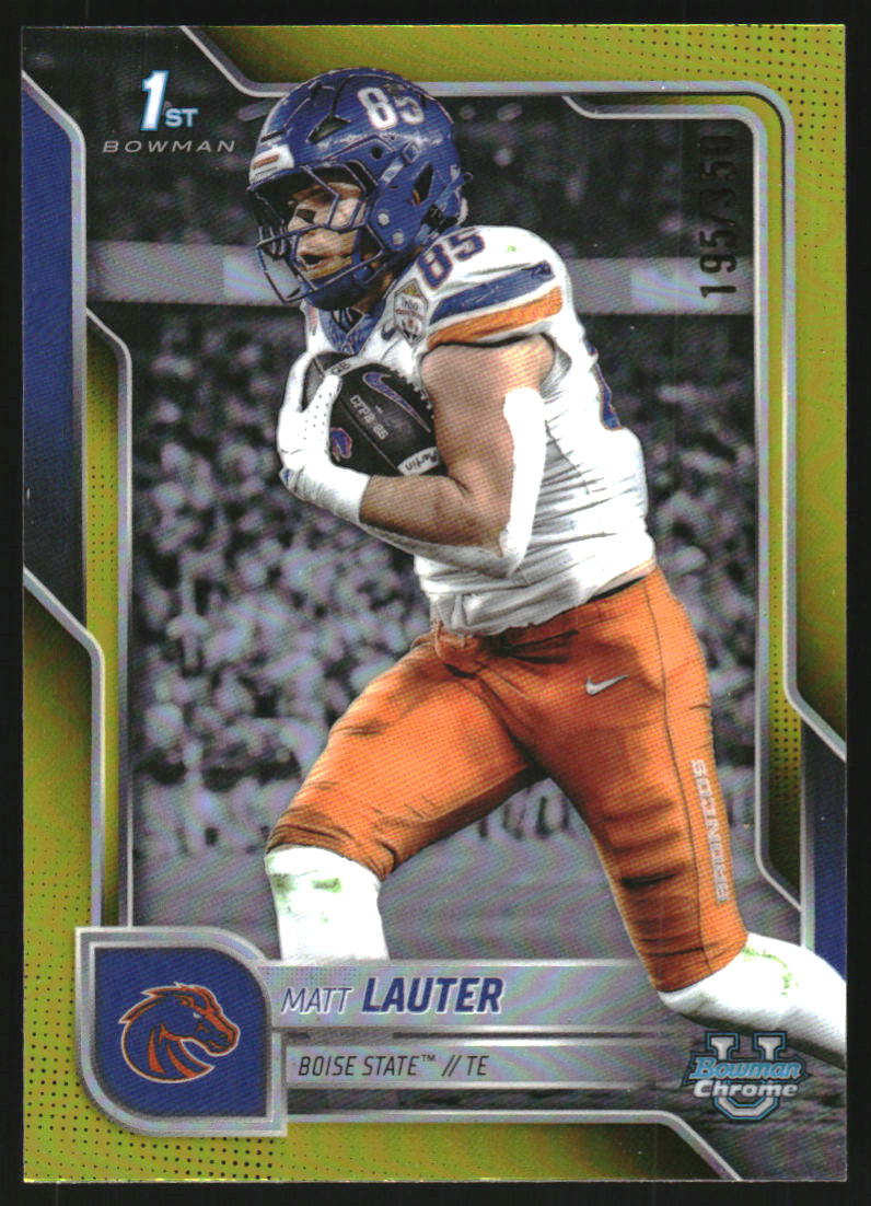 2025 Bowman Chrome University Football Yellow Refractor Matt Lauter #159