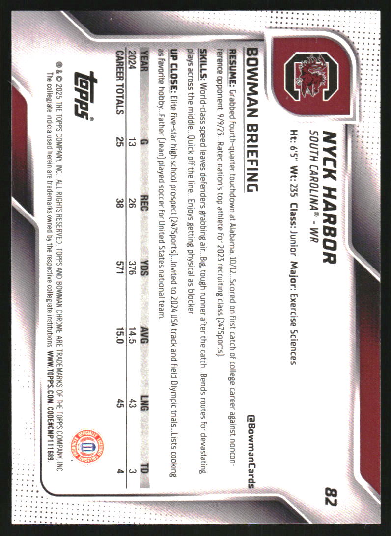 2025 Bowman Chrome University Aqua Mini Diamond Refractors #82 Nyck Harbor /325