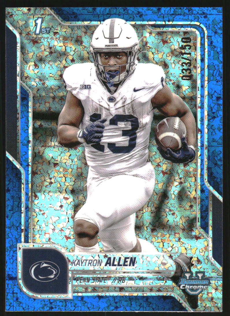 2025 Bowman Chrome University Football Blue Mini-Diamond Refractor Kaytron Allen #70