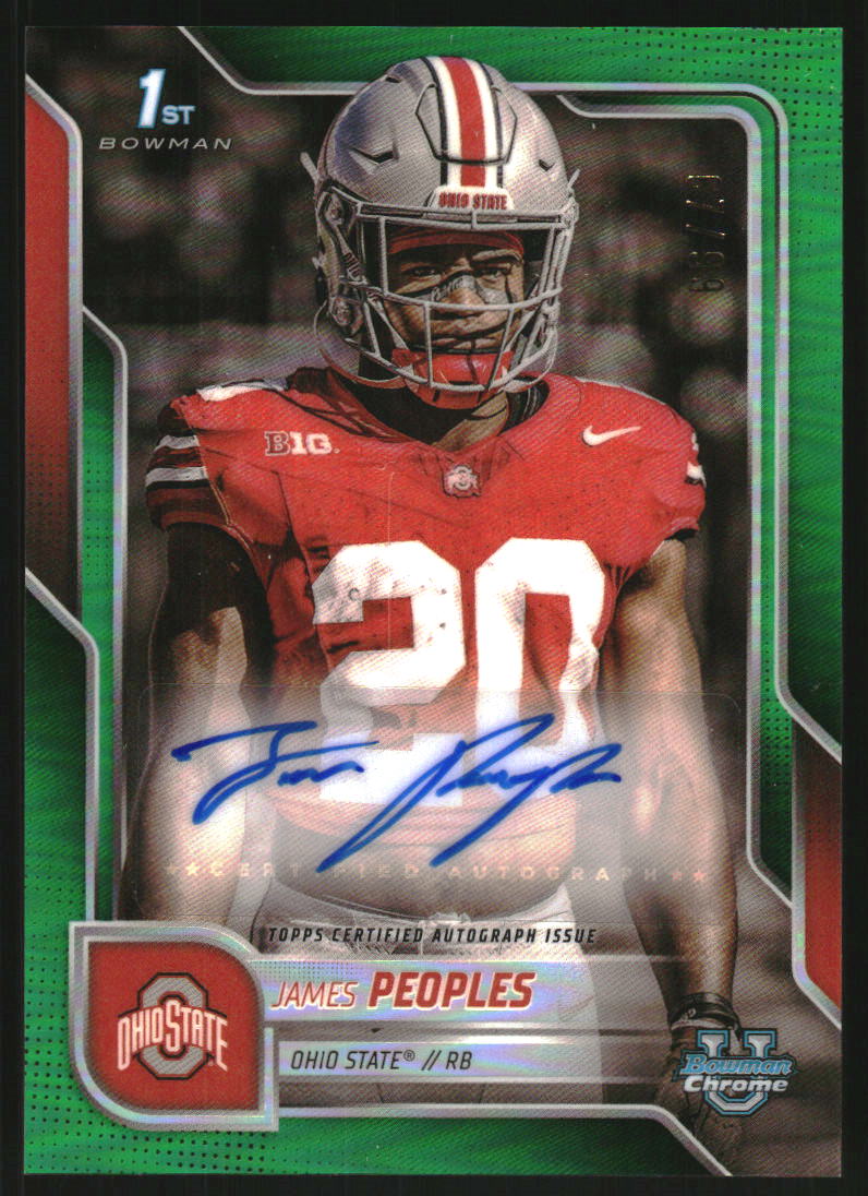 2025 Bowman Chrome University Autographs Green Refractors #BCAJP James Peoples Auto /99