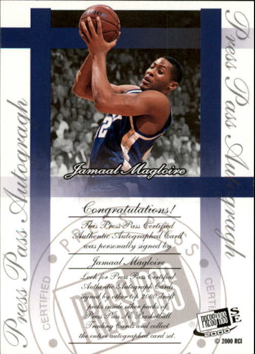 2000 Press Pass SE Autographs #17 Jamaal Magloire back image