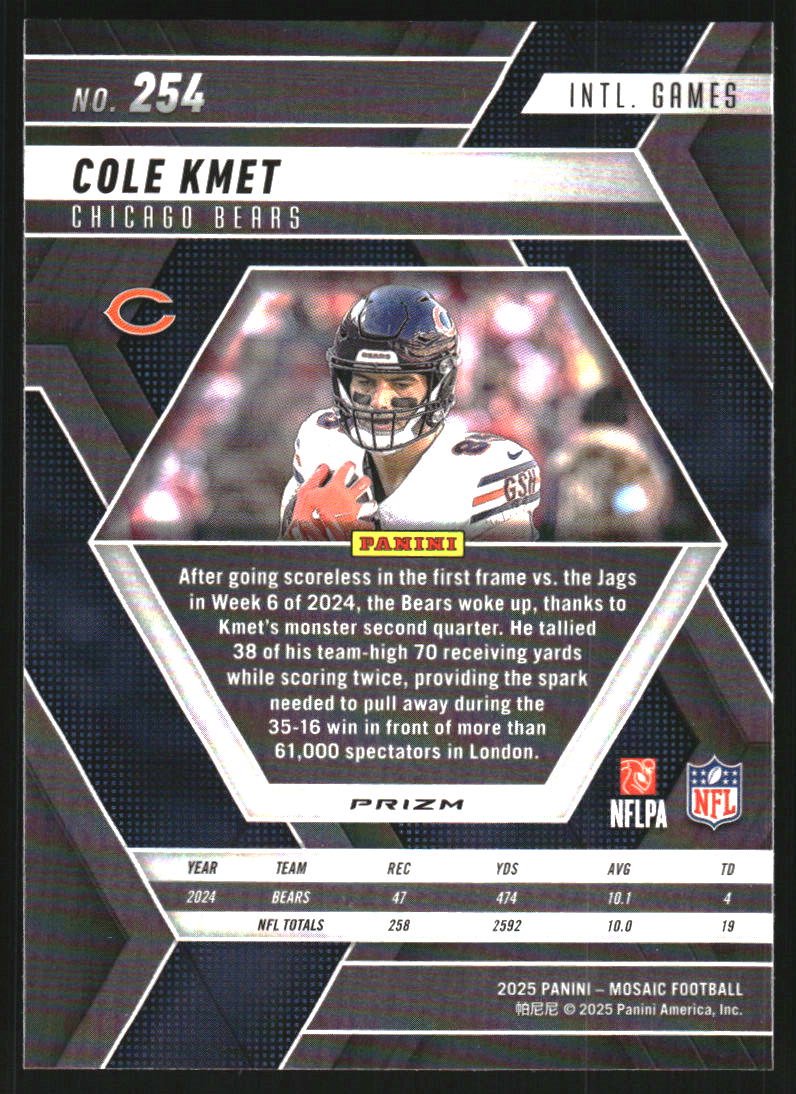 2025 Panini Mosaic Mosaic Camo Pink #254 Cole Kmet IG