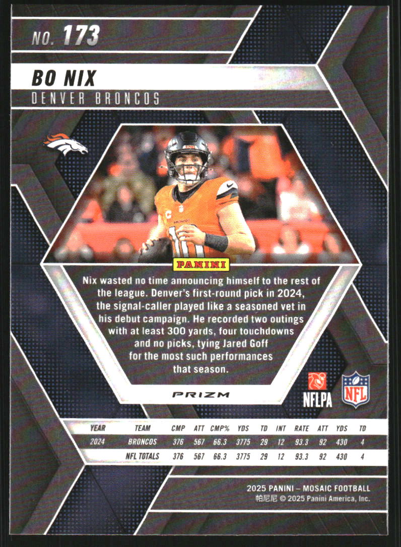 2025 Panini Mosaic Mosaic Green #173 Bo Nix
