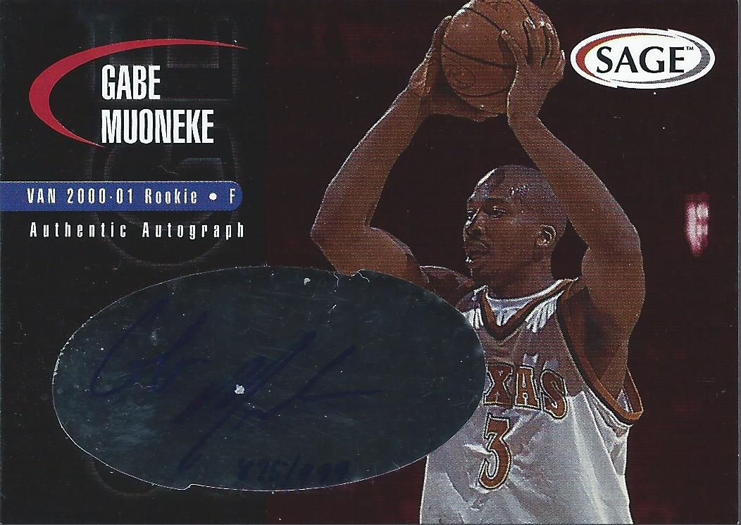 2000 SAGE Autographs #A36 Gabe Muoneke/999