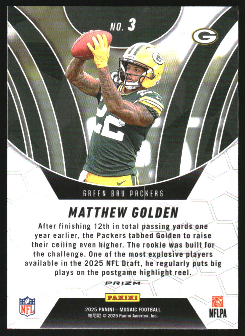 2025 Panini Mosaic Elevate Mosaic Green #3 Matthew Golden