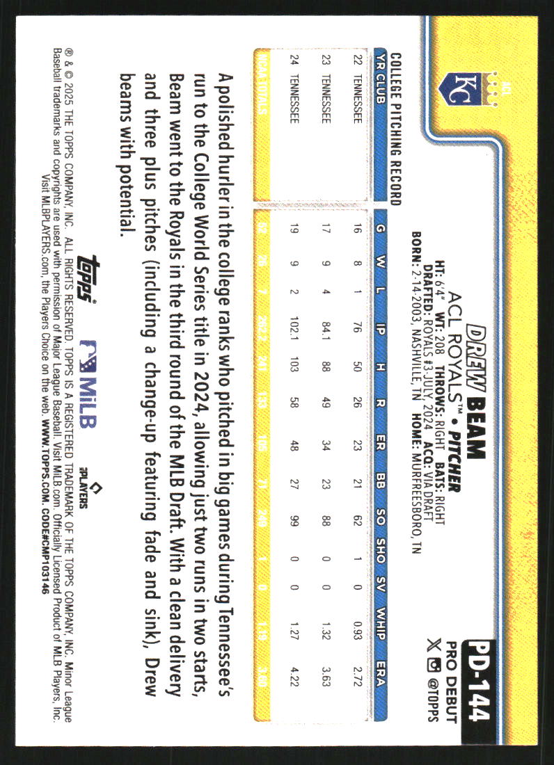 2025 Topps Pro Debut #PD144 Drew Beam