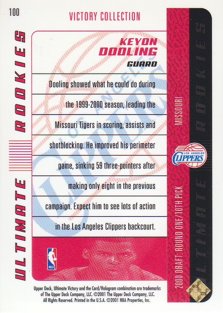 2000-01 Ultimate Victory Victory Collection #100 Keyon Dooling back image