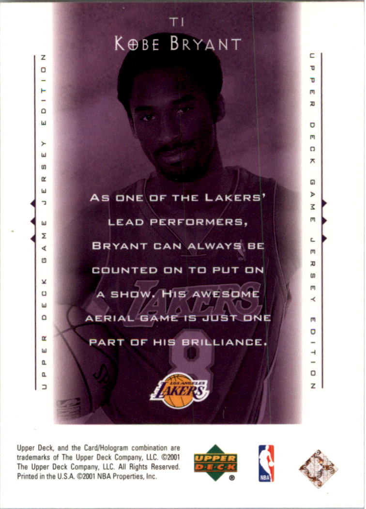 2000-01 Upper Deck Touch the Sky #T1 Kobe Bryant back image