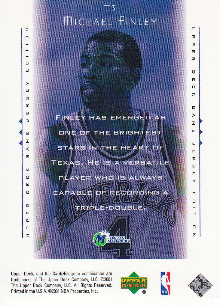 2000-01 Upper Deck Touch the Sky #T3 Michael Finley back image