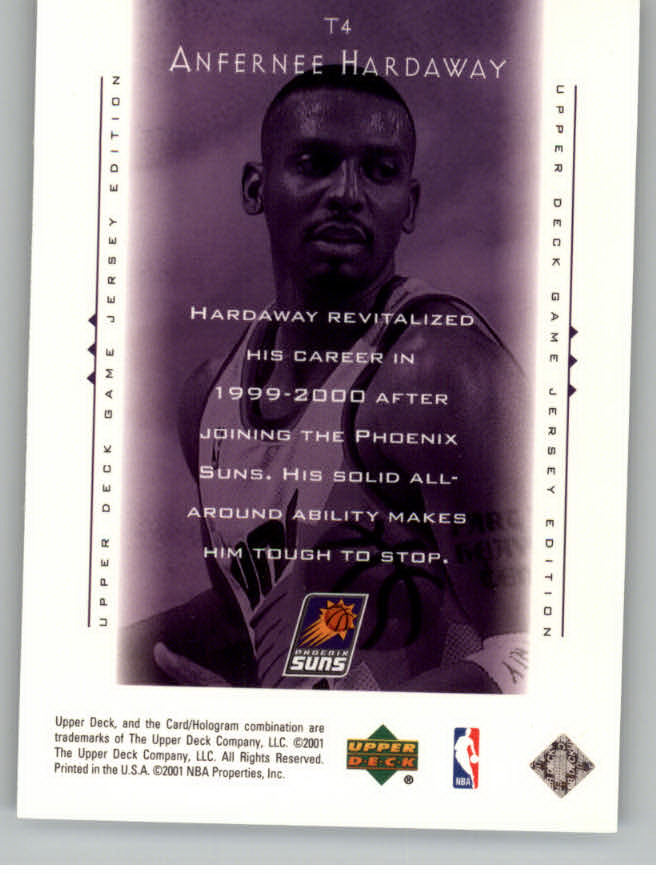 2000-01 Upper Deck Touch the Sky #T4 Anfernee Hardaway back image