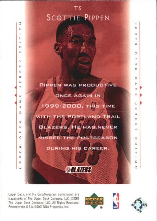 2000-01 Upper Deck Touch the Sky #T5 Scottie Pippen back image