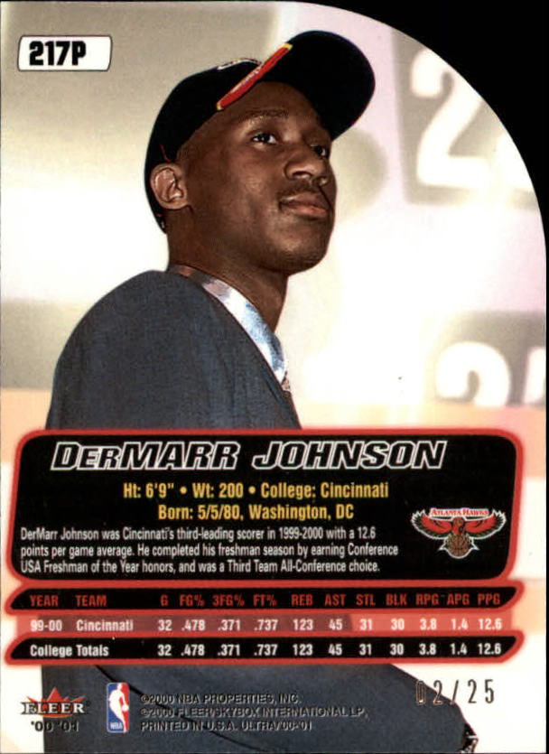 2000-01 Ultra Platinum Medallion #217 DerMarr Johnson back image