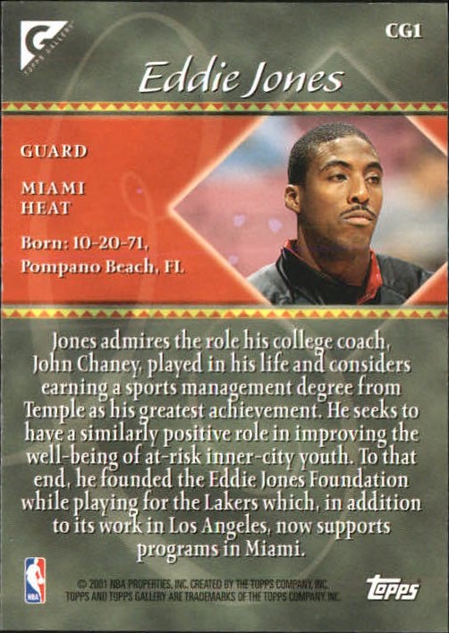 2000-01 Topps Gallery Charity Gallery #CG1 Eddie Jones