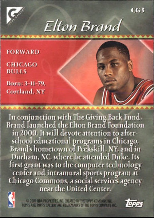 2000-01 Topps Gallery Charity Gallery #CG3 Elton Brand