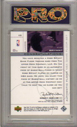 2000-01 SP Game Floor Authentic Floor #KB Kobe Bryant AS back image