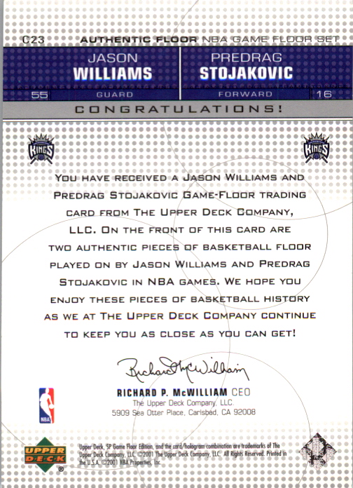 2000-01 SP Game Floor Authentic Floor Combos #C23 Jason Williams/Peja Stojakovic back image