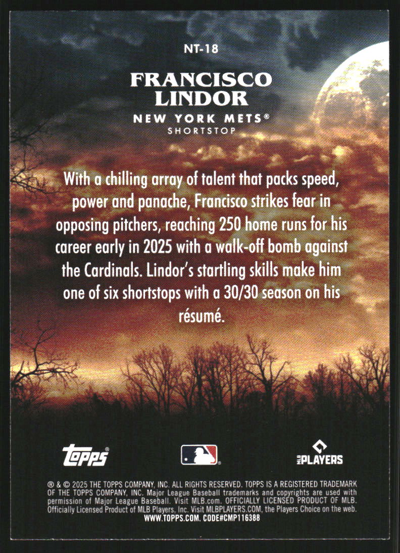 2025 Topps Update Night Terrors #NT18 Francisco Lindor