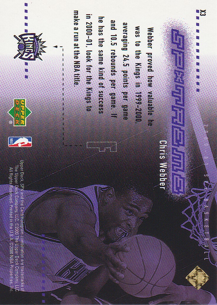 2000-01 SPx Spxtreme #X3 Chris Webber back image