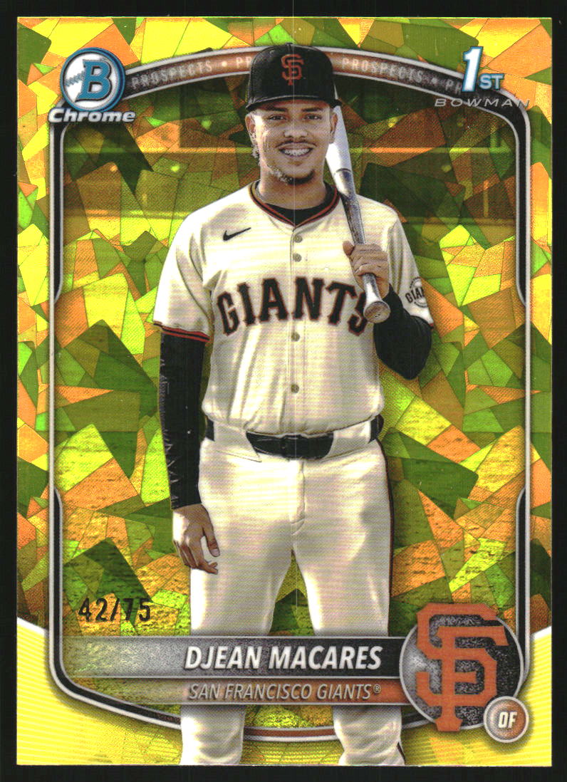 2025 Bowman Chrome Sapphire Prospects Yellow Refractors #BCP237 Djean Macares /75